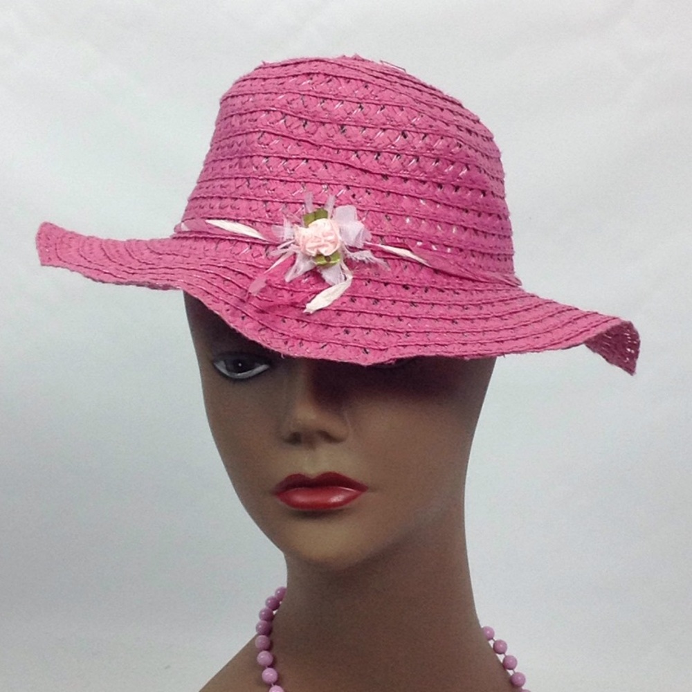 Pink straw hat